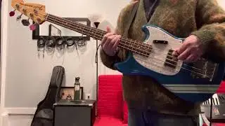 2013 Fender Pawn Shop Competition Mustang Bass Rare Finish Lake Placid Blue w Surf Green Stripes