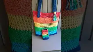 bolsa colorida em croch&ecirc; com porta celular 💞💞