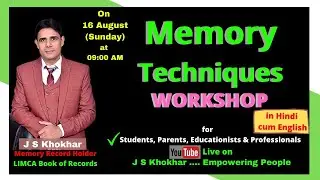 Live: Memory Techniques Workshop by J S Khokhar