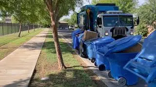 Gilbert Arizona Amrep Garbage Truck Picking up Tons of Recycling.