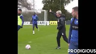 74 Year Old Roy Hodgson pass during Watford training session