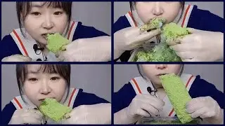 ASMR : Matcha ice|solo bites| hard ice| ice eating|V-good crunchy #asmr #mukbang #powderysoftice