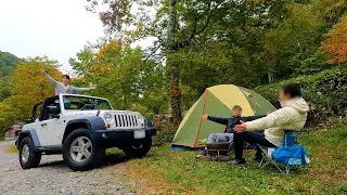 ジープラングラーのオープンカーでキャンプ行ってみた【自然の森野営場、奥日光湯元温泉】