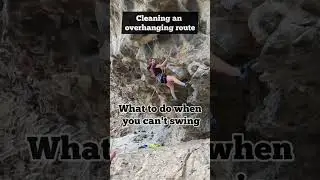 How to avoid swinging out when removing the last quickdraw on an overhanging climb. Steep cleaning