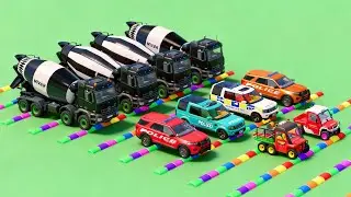 LONG CONVOY TRANSPORT OF COLORS! MUSCLE CARS, COPS BMW, POLICE GOLF & MACK TRUCK POWER! FS 22 #5