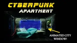 Cyberpunk diorama with animated background