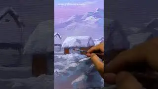 Painting Winter Village / Runaway - Aurora / JMLisondra #painting #art #artwork