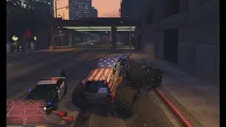 Destroying police car with Monster Laboratory Truck