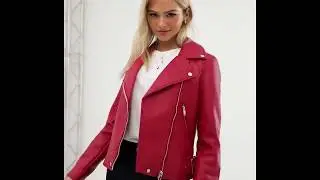 Faux leather jacket in red
