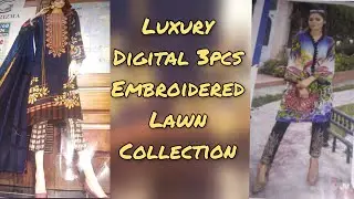 Luxury Digital 3pcs Embroidered Lawn Collection By #Sanam Textile VOL 01