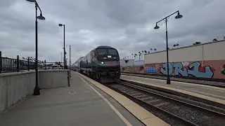 M211 With Angel Express Rotem Coach M229 and Metrolink at Norwalk Santa Fe Springs Station.