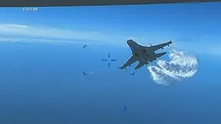Russian plane dumps fuel on US drone over Black Sea