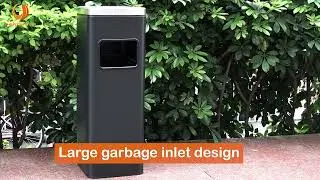 BEAMNOVA Outdoor Trash Can Black Indoor Stainless Steel Commercial Industrial Garbage Can Black