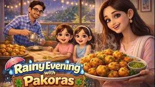 Rainy Evening with Pakoras 🌧️ | A Cozy Indian Family Story at Home