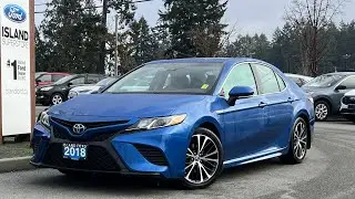 2018 Toyota Camry SE Hybrid + Moonroof, Drive Modes, Dual Climate Ctrl Review | Island Ford BI5066A