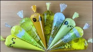 Making Banana Creamy Crunchy Slime With Cute Piping Bags | Satisfying Slime Video