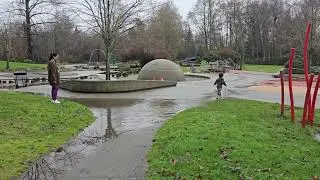 Adam splashing in Puddle.