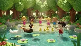 Kids Playing with Ducks in Water Pool | Happy Splash Time Video