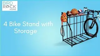 BIRDROCK HOME 4 Bike Stand with Storage - Garage Organization - Spring Cleaning