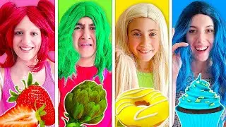 MANGIAMO SOLO CIBO DEL COLORE DEI CAPELLI PER 24 ORE CON TUTTI I NOSTRI AMICI! Giada e Mamma
