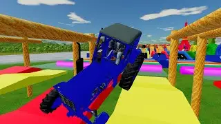 BIG Tractors! EXTREME Muddy Parkour VS OVERLOAD TANKER CHROME AZUL Challenge Tractor 052 - FS22