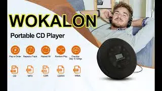 WOKALON Portable CD Player with Stereo Speakers (Black)