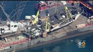 Charred Wreckage Of 'Conception' Towed To Port Hueneme Naval Base