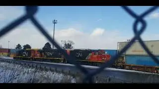 CN Locals EMD GP9RM 7270 GP38-2 7522 & GP9RM 7081 are Reversing Intermodal Containers in Brampton 