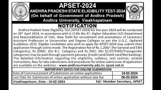 APSET 2024 Notification | AP SET 2024 | AP State Eligibility Test 2024