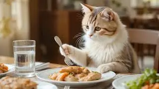 বিড়ালের রান্না। Chicken & potatoes#ChefCat​ #CatCooking​ #CookingWithCats​#animals #tending #cat