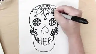 Very simple sugar skull drawing tutorial ~ no color