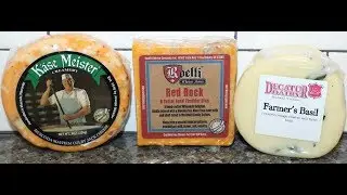 Muscoda Mayhem Colby Jack, Roelli Cheddar Red Rock Cheese Blue & Farmers Basil Cheese