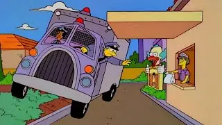 Chief Wiggum at the drive-thru | The Simpsons