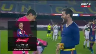 Edgar Badia sorprendido cuando messi le dice dame la tuya tambien