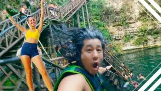 Jumping into this MASSIVE CENOTE with Pretty Girls!
