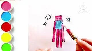 How to draw Enderman from Minecraft Very Easy tutorial for kids