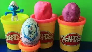 Play Doh Disney egg Surprise Frozen 3D Surprise toys The Smurfs