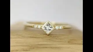 Princess Cut Diamond Ring Engagement Ring Dainty Thin Rose Gold Promise Bridal Gift Ring