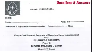 Mangu high school |  business studies paper 2 | 565/2 |  business studies  paper 1 topical questions