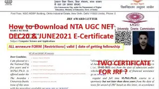 How to download UGC NET E-certificate 2021|JRF letter |Annexure Form |Valid/Bank Account |UGC Result