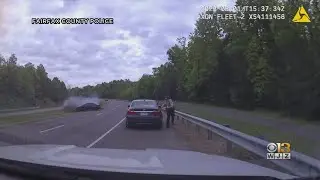 Wild video shows Virginia police officer's extremely close call during traffic stop