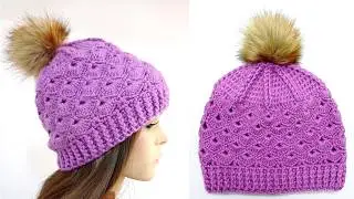 Como tejer el gorro N&deg; 57 UNISEX a crochet en punto Abanicos paso a  paso para varones y mujeres