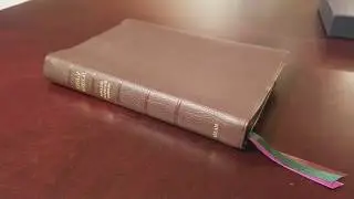 Allan ESV NCR (ESVNC1BR) in Brown Goatskin bound by Chant Bindery with Multi-Colored Ribbons