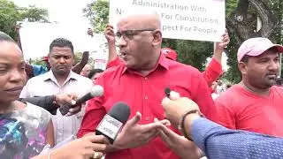 Interview with Opposition Leader at   PPP/C protest August 13th 2019