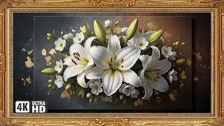 Quiet White Roses, Romantic Floral Oil Painting 4K UHD | Framed Art TV Screensaver