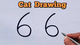 How to Draw 66 Number Cat Drawing 🐱 | Amazing Number Art Trick
