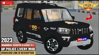 Mahindra Scorpio Classic S11 Black UP Police Livery Mod Gameplay Bus Simulator Indonesia #bussid