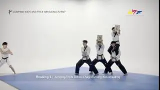 Jumping Triple (Dolreo Chagi) Turning Kick Breaking