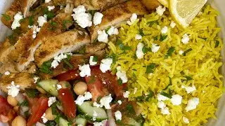 Mediterranean chicken and rice bowl