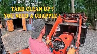 Yard Cleanup Made Easy with My Tractor & Grapple Attachment!